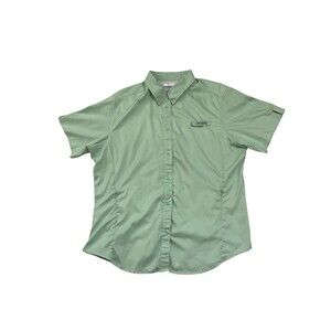 Columbia PFG Shirt Mens XL Pale Green Short Sleeve Vented Performance Fishing